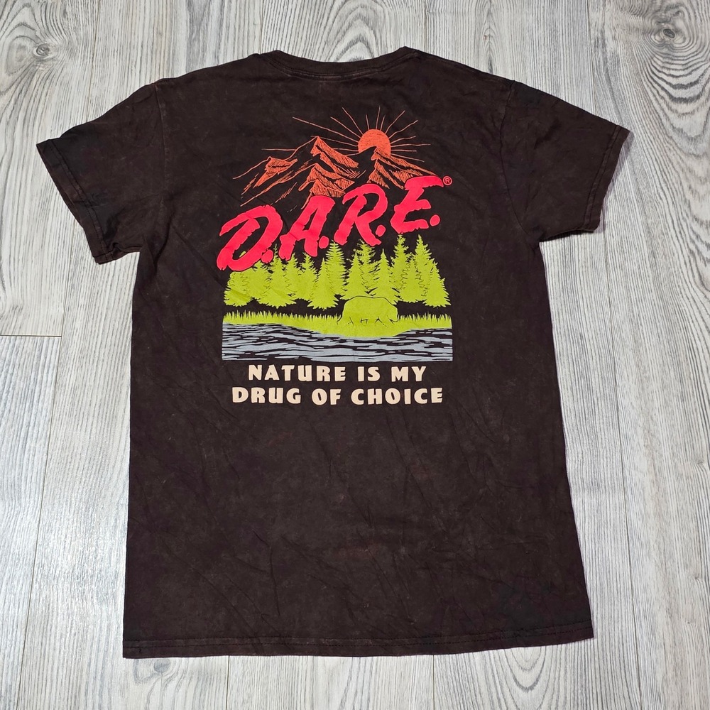 DARE - Nature Is My Choice - Brown Mineral Washed Tee Size Small